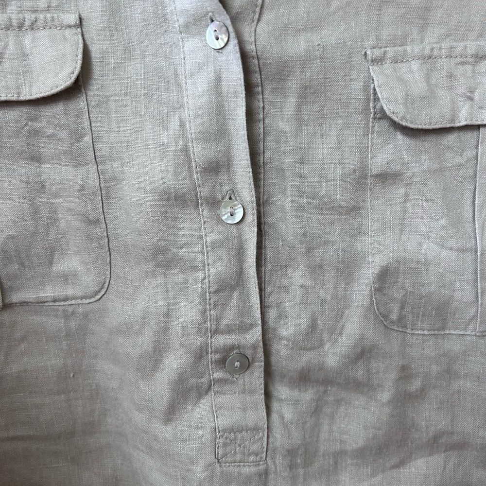 Jones NY 100% Linen Popover Tunic. 1/2 sleeves. Cargo inspired. Coastal. Beach. - Picture 6 of 12